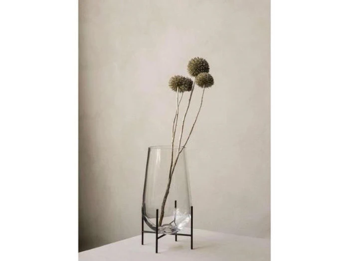 Menu Echasse Vase, Small, clear/bronzed brass, H25 cm