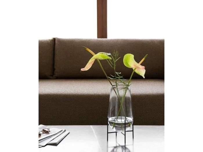 Menu Echasse Vase, Small, clear/bronzed brass, H25 cm