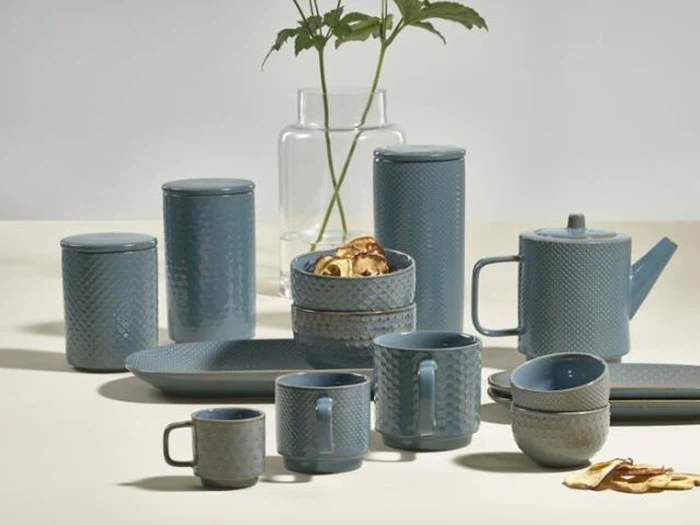 Villa Collection, Elm Opbevaringskrukke, Blågrå, 21,2 cm