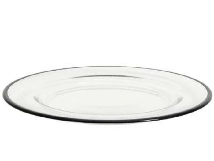 12 stk. Frokost glastallerkener m. sort kant fra Nordal 