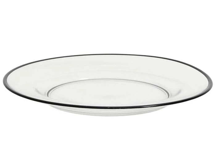 12 stk. Middagstallerkener i glas m. sort kant fra Nordal 