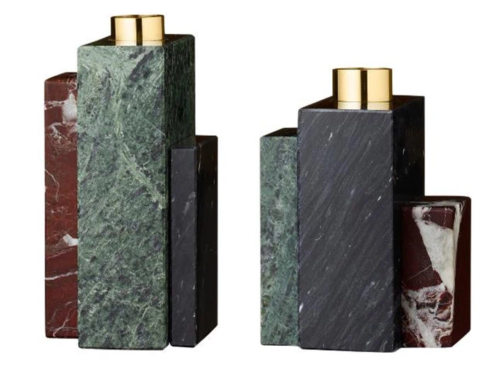 2 stk. FRUSTUM lysestager i marmor fra AYTM