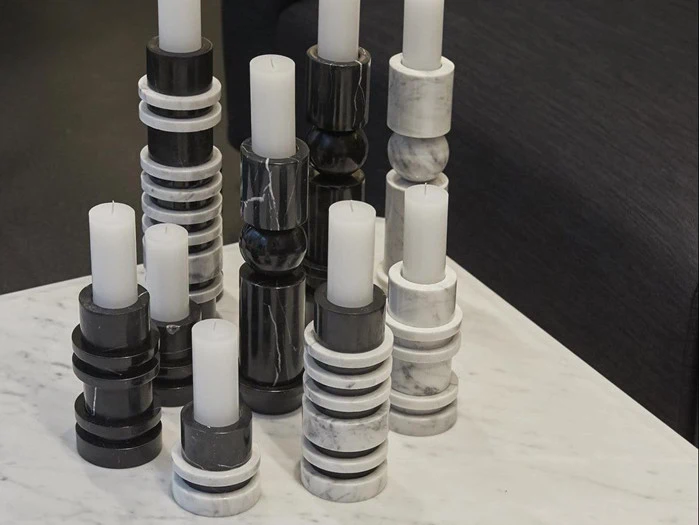 Louise Roe, Gallery Object, lysestage, sort, marmor, H: 15 cm