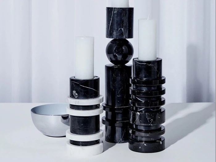 Louise Roe, Gallery Object, lysestage, sort, marmor, H: 15 cm