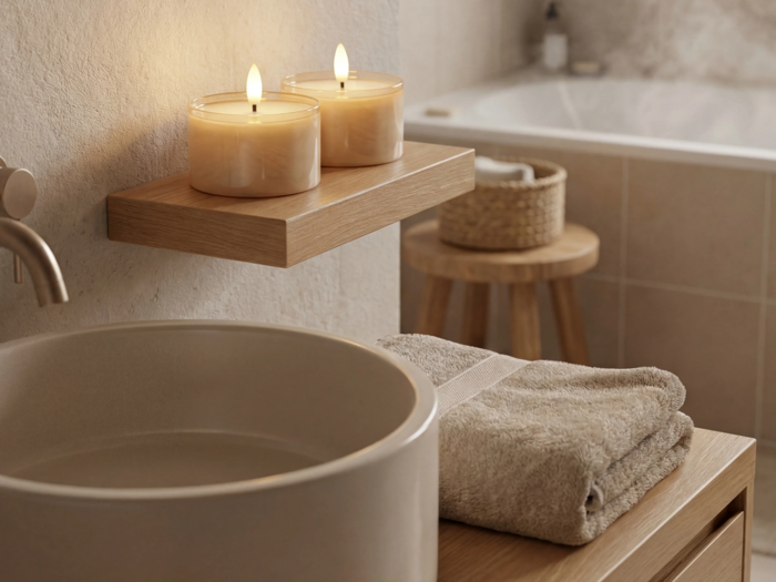 Nordic Flame, Jumbo, LED, Fyrfadslys, Beige, Sæt m. 2 stk.