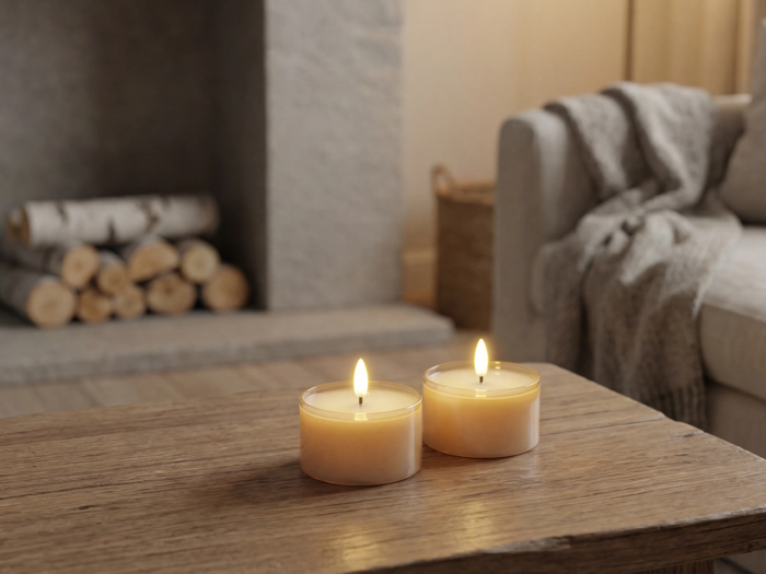 Nordic Flame, Jumbo, LED, Fyrfadslys, Beige, Sæt m. 2 stk.