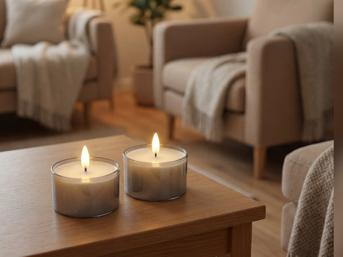 Nordic Flame, Jumbo, LED, Fyrfadslys, Grå, Sæt m. 2 stk.