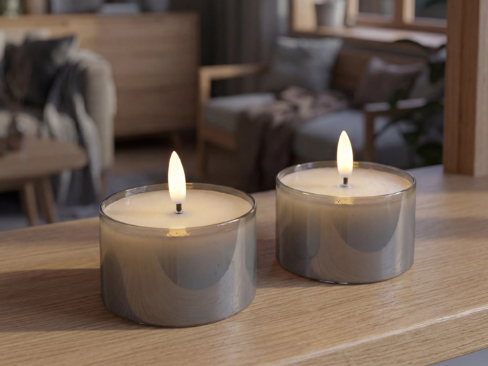 Nordic Flame, Jumbo, LED, Fyrfadslys, Grå, Sæt m. 2 stk.