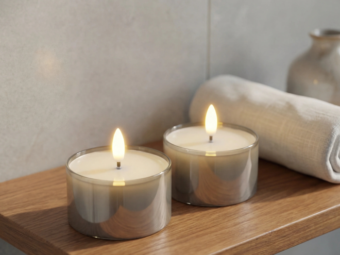 Nordic Flame, Jumbo, LED, Fyrfadslys, Grå, Sæt m. 2 stk.