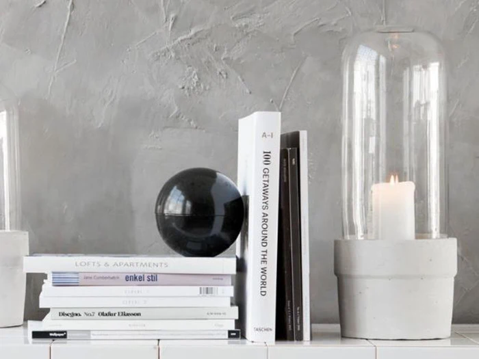 2 stk. glasklokker med beton potte fra House Doctor