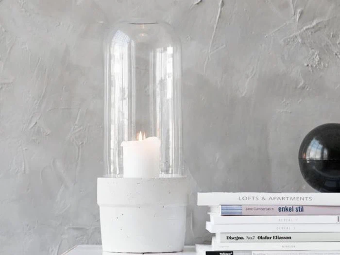 2 stk. glasklokker med beton potte fra House Doctor