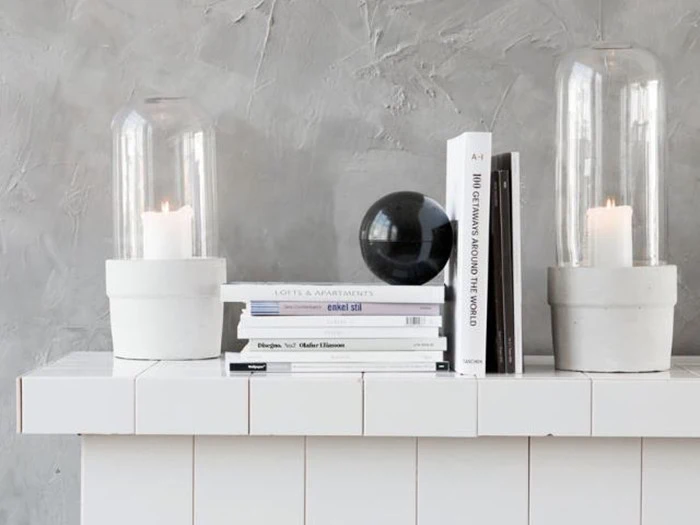 2 stk. glasklokker med beton potte fra House Doctor