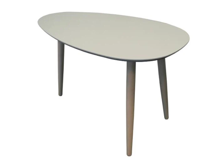 Sofabord med grå bordplade og massive bøge ben 