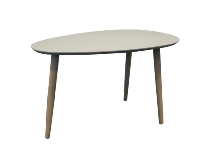 Sofabord med grå bordplade og massive bøge ben 