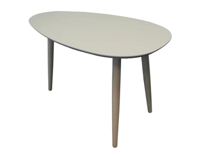 Sofabord med grå bordplade og massive bøge ben 