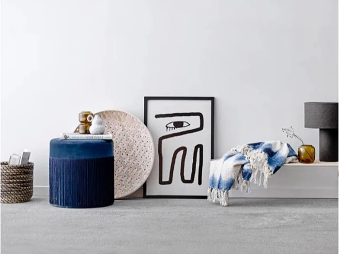 Bloomingville, Grandma Puf, Blå, Polyester, Ø:39 x H:39 cm