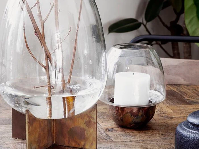 2 stk. Gravity fyrfadstager i jern fra House Doctor - h: 18 cm dia: 13 cm