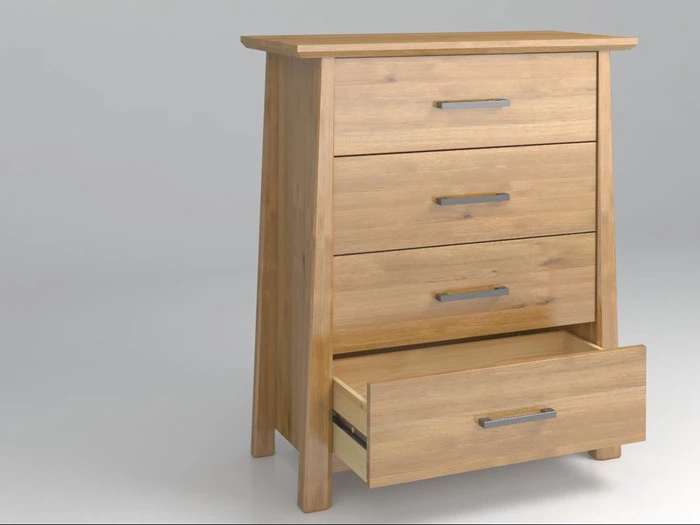 DANSK DESIGNET KOMMODE MED 4 SKUFFER I MASSIV EGETRÆ