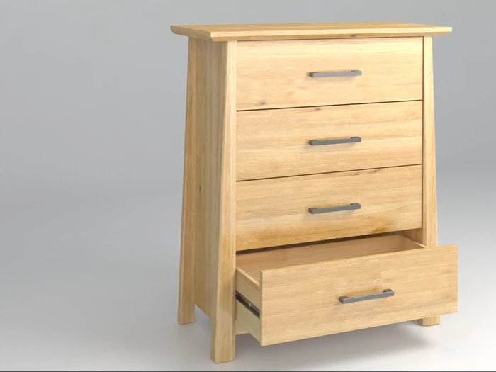 DANSK DESIGNET KOMMODE MED 4 SKUFFER I MASSIV EGETRÆ