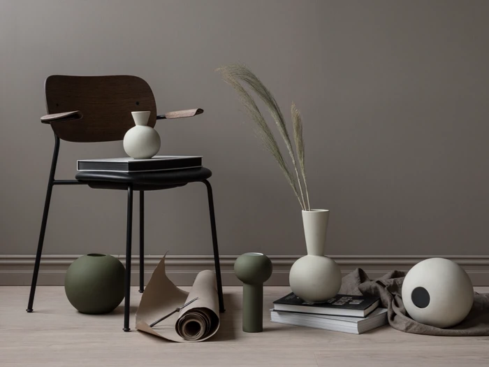 3 stk. Ball vaser i olive keramik fra Cooee Design