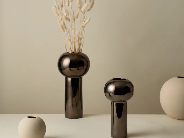 Cooee Design, Pillar, Vase, Dark Silver, Keramik, H:32 x Dia:17 cm