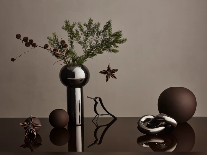 Cooee Design, Pillar, Vase, Dark Silver, Keramik, H:32 x Dia:17 cm