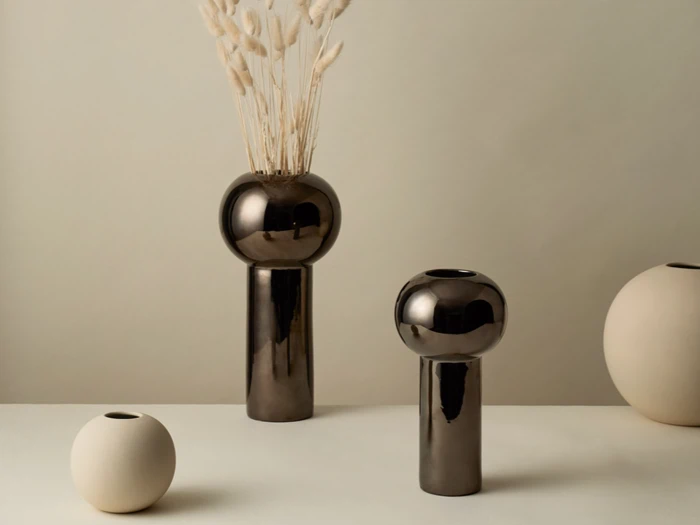 Cooee Design, Pillar, Vase, Dark Silver, Keramik, H:24 x Dia:12 cm