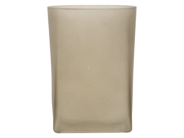 Et beige, matteret glasglas med en glat overflade og en let afrundet rektangulær form, set forfra.