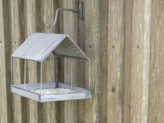 Ib Laursen, Fuglefoderhus firkantet, metal, grå - 18x23x22,5