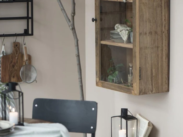 Ib Laursen, UNIKA, Vægskab m/3 hylder og glaslåge, Brun, Træ, H:90 x B:50 x D:25 cm