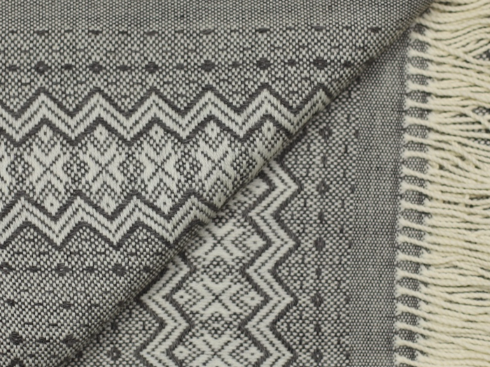 Silkeborg Uldspinderi, Ilma 0712, Plaid, Antracit, Råhvid, 100% Wool, B:130 x 190 cm