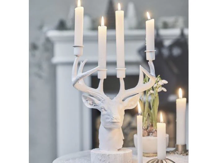 Lene Bjerre, Serafina, Lysestage, Hvid, Polyresin, L:23 x B:14 x H:31 cm