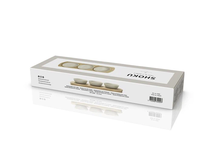 Villa Collection, Shoku, Serveringssæt, Soft Beige, Bambus, stentøj, L:32 x B:10 cm