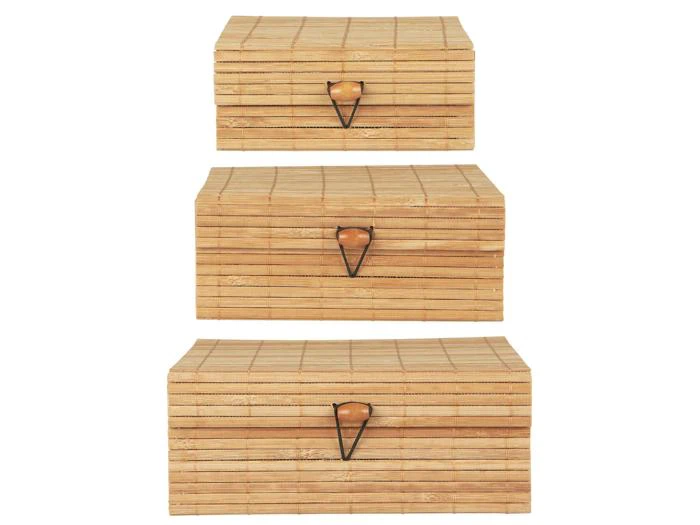 Ib Laursen, Æsker m. låg, Natur, Bambus, Sæt af 3 stk., B:20x18,5x16, H:7,5x5,5x4,5, L:18x15,5x13 cm