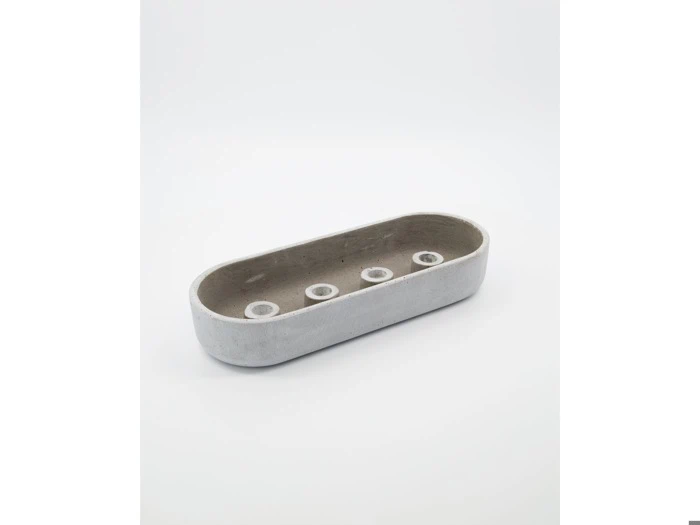 House Doctor, Marb, Lysestage, Grå, Polystone, L:35 x B:13 x H:6 cm