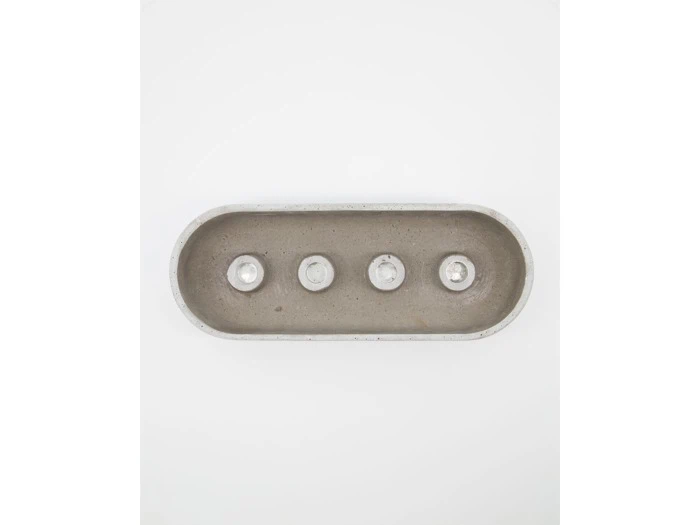 House Doctor, Marb, Lysestage, Grå, Polystone, L:35 x B:13 x H:6 cm