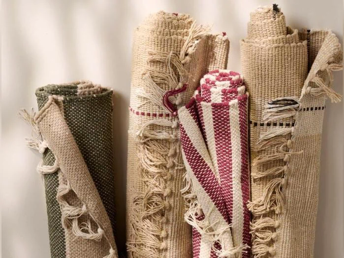 Ib Laursen, Gulvløber, Creme, Beige, Rød, Bomuld, B:60 x L:120 cm