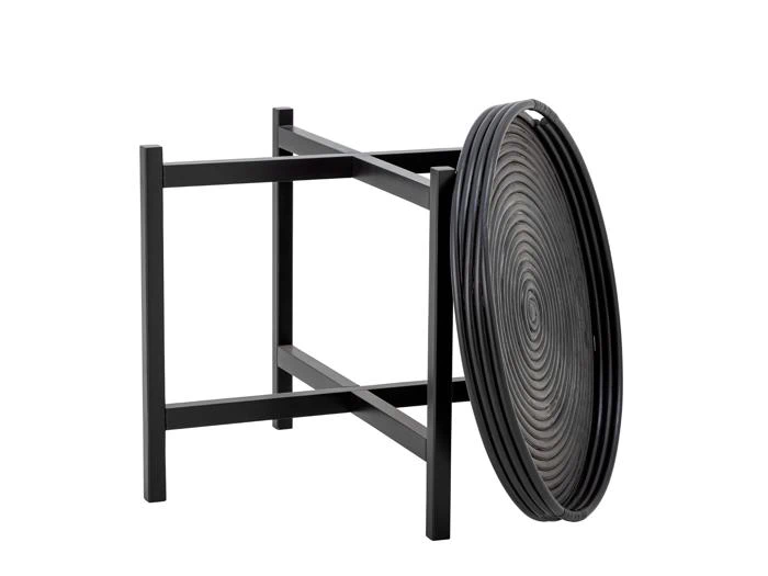 Bloomingville, Milli, Bakkebord, Sort, Rattan, Dia:60 x H:47 cm