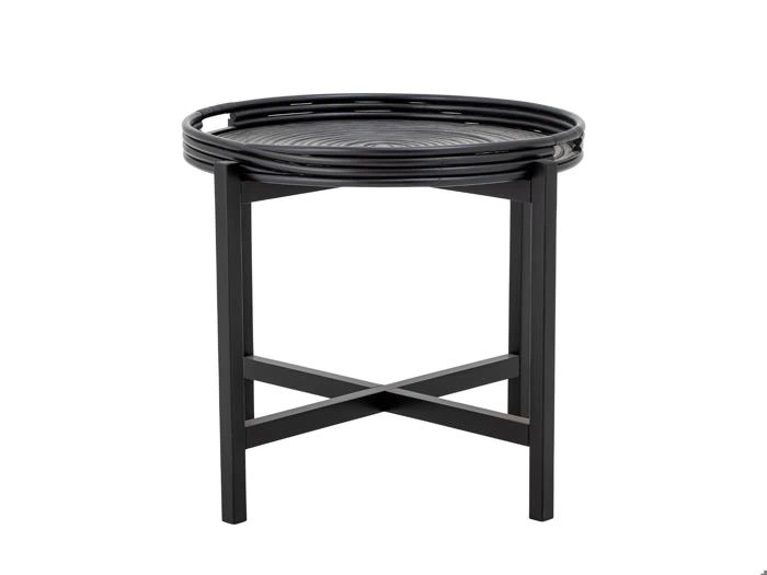 Bloomingville, Milli, Bakkebord, Sort, Rattan, Dia:60 x H:47 cm