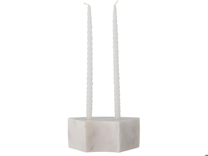 Bloomingville, Florida, Lysestage, Hvid, Marmor, L:14,5 x H:6 x B:7,5 cm