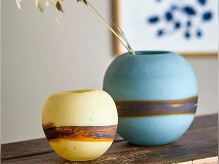 Creative Collection, Melike, Vase, Blå, Glas, Ø20 x H:18,5 cm