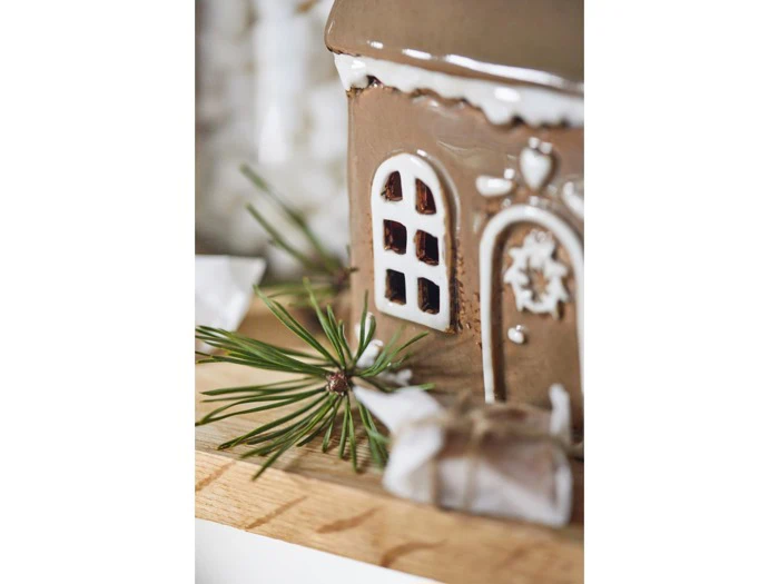 Ib Laursen, Stillenat, Gingerbread, Lyshus, Brun, Stentøj, H:14 x B:8 x L:11,5 cm