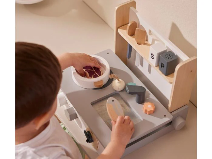 Kid's Concept, Bistro Mini, Legekøkken, Natur, Hvid, Grå, Træ, H:31 x B:30 x L:29 cm