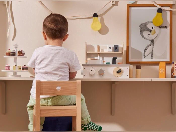 Kid's Concept, Bistro Mini, Legekøkken, Natur, Hvid, Grå, Træ, H:31 x B:30 x L:29 cm