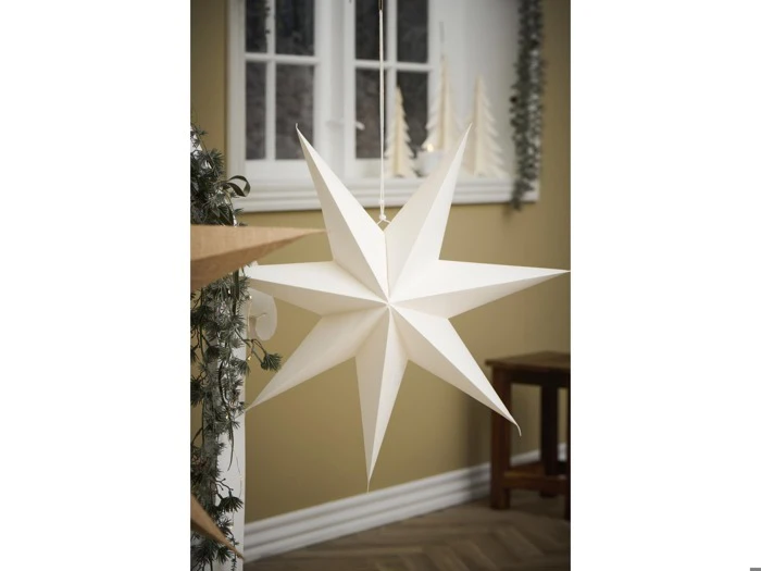 Ib Laursen, Stella, Stjerne t. ophæng, 7-takket, Hvid, Papir, Ø:60 x D:21 cm
