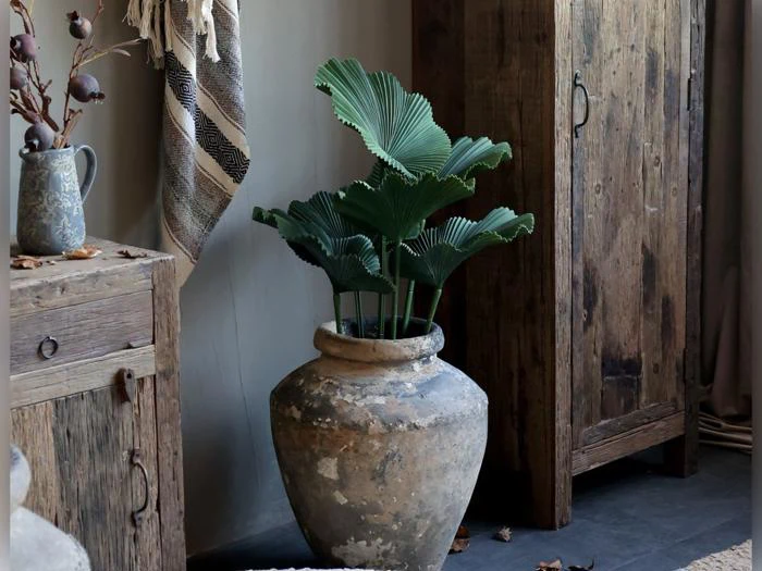 Chic Antique, Fleur Plante, Kunstig plante, Grøn, Plastik, cement, jern, H:85 x Ø:18 cm