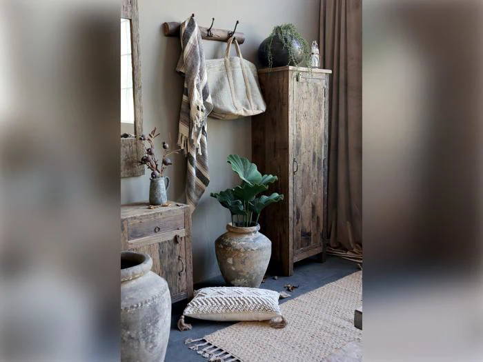 Chic Antique, Fleur Plante, Kunstig plante, Grøn, Plastik, cement, jern, H:85 x Ø:18 cm