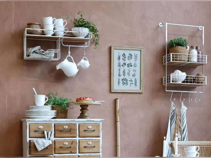 Chic Antique, Hylde m. knager, Antique creme, Jern, grantræ, H:76,5 x L:48 x B:18 cm