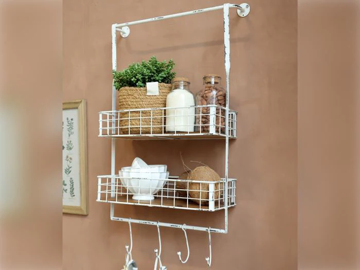 Chic Antique, Hylde m. knager, Antique creme, Jern, grantræ, H:76,5 x L:48 x B:18 cm