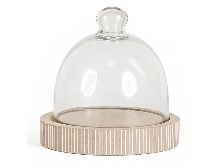 Chic Antique, Tours, Glasklokke, Natur, Mangotræ, glas, H:15 x Ø:15 cm